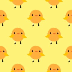 Easter chicken and eggs seamless birds pattern for wrapping paper and fabrics