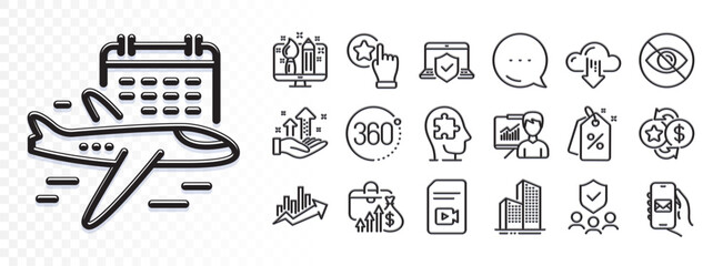 Fototapeta premium Discount tags, Mental conundrum and Salary line icons for web app. Glare of light effect. Message icon. Pack of Mail app, Not looking, Security agency pictogram icons. Vector