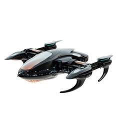 A Futuristic Flying Taxi Drone Isolated on Transparent Background