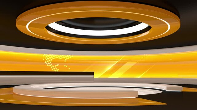Tv studio. News room. Studio Background. Newsroom bakground. Backdrop for any green screen or chroma key video production. Loop. 3D rendering. 