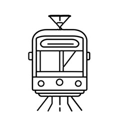 Clean Tram Symbol in Line Art Style