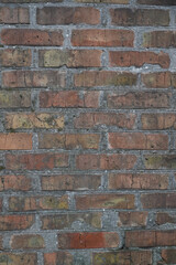 Naklejka premium red brick wall. Old wall. Gray grout