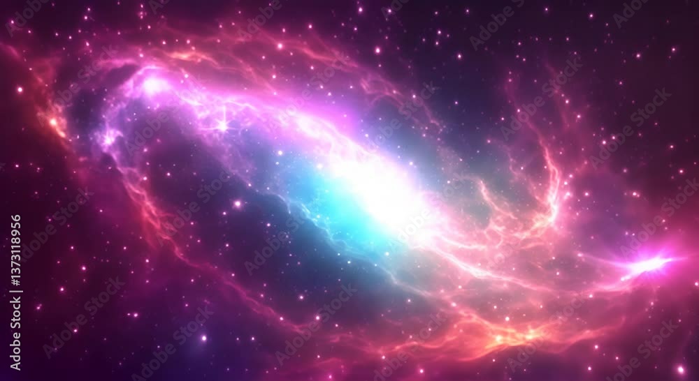 Wall mural loop animation of space nebula towards light loop animation glowing galaxies and stars passing foota