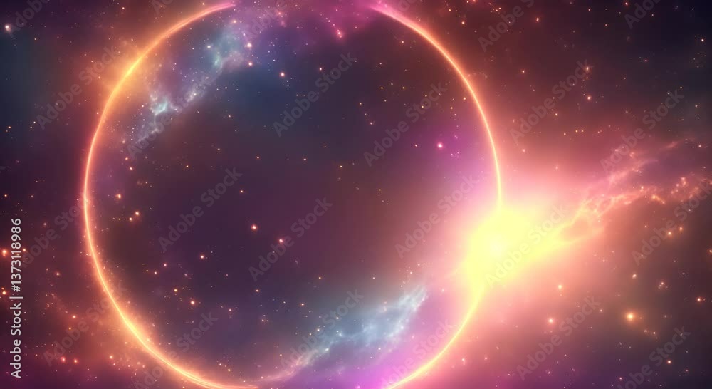 Wall mural loop animation of space nebula towards light loop animation glowing galaxies and stars passing foota
