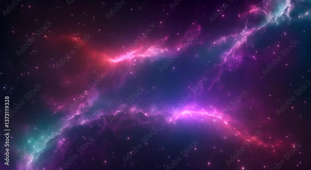 Wall mural loop animation of space nebula towards light loop animation glowing galaxies and stars passing foota