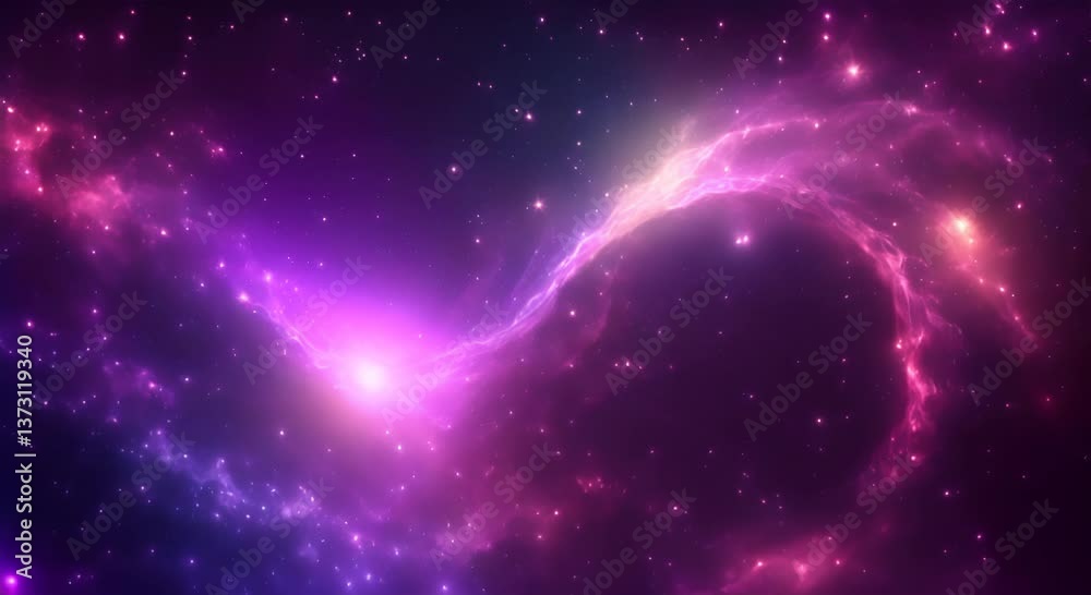 Wall mural loop animation of space nebula towards light loop animation glowing galaxies and stars passing foota