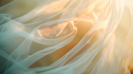 Fototapeta premium A delicate wedding veil drapes softly, evoking romance and tranquil beauty.