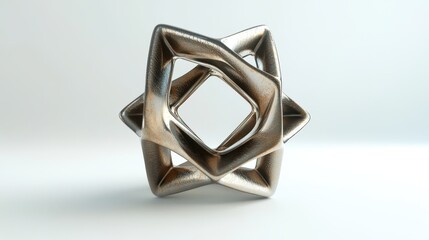 Fototapeta premium Metallic sculpture is a geometric form with intersecting shapes