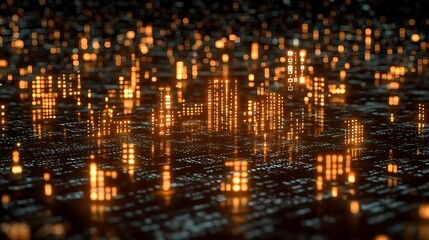 An abstract illustration of a digital landscape glowing with lights