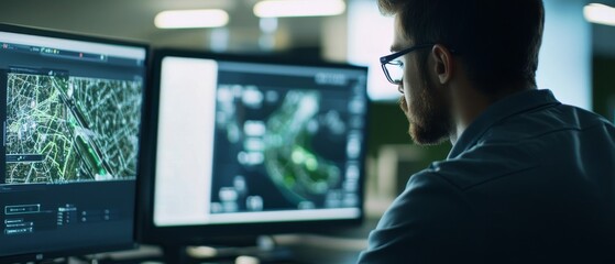 Engineers designing AI powered autonomous vehicle systems, high-tech urban roads with real-time traffic data and AI-driven vehicle navigation, High-tech style