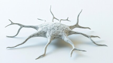 Fototapeta premium A detailed artistic representation of a neuron cell in white