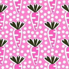 Summer vegetable seamless carrots pattern for wrapping paper and fabrics and kids clothes print and kitchen textiles