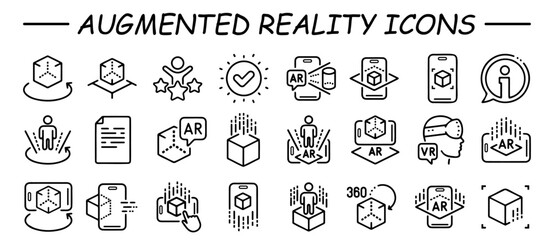 Augmented reality AI line icons VR simulation vector image