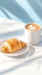 Croissant & Coffee on Marble