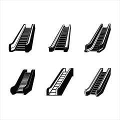 Escalator silhouette vector illustration icons