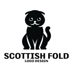 Scottish Fold Cat Vector Logo Design