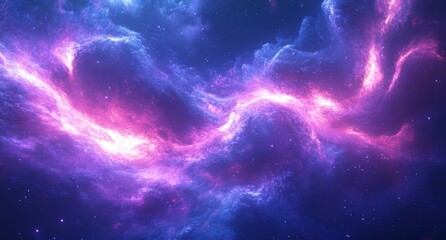 Fototapeta premium Vivid nebula with swirling purple and blue hues in a cosmic scene