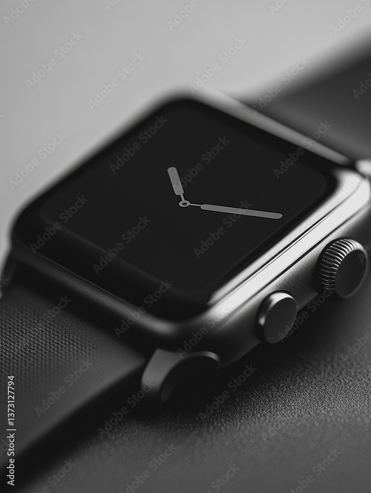 Leinwandbilder modern smartwatch with sleek monochrome watch face and high-tech design captured in a close-up persp