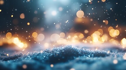 Fototapeta premium Christmas bokeh snowflakes glowing lights in magical winter setting image