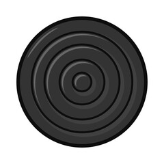 Black draughts or checkers game piece in realistic top view vector style