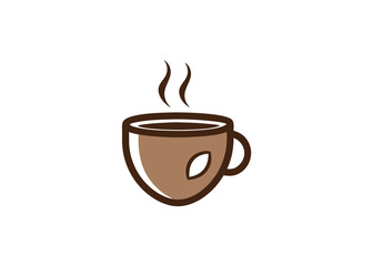 Minimalist Black Coffee Cup Icon with Steam – Simple Silhouette on White Background, Minimalist black coffee cup icon with steam, perfect for branding, menus, or digital products