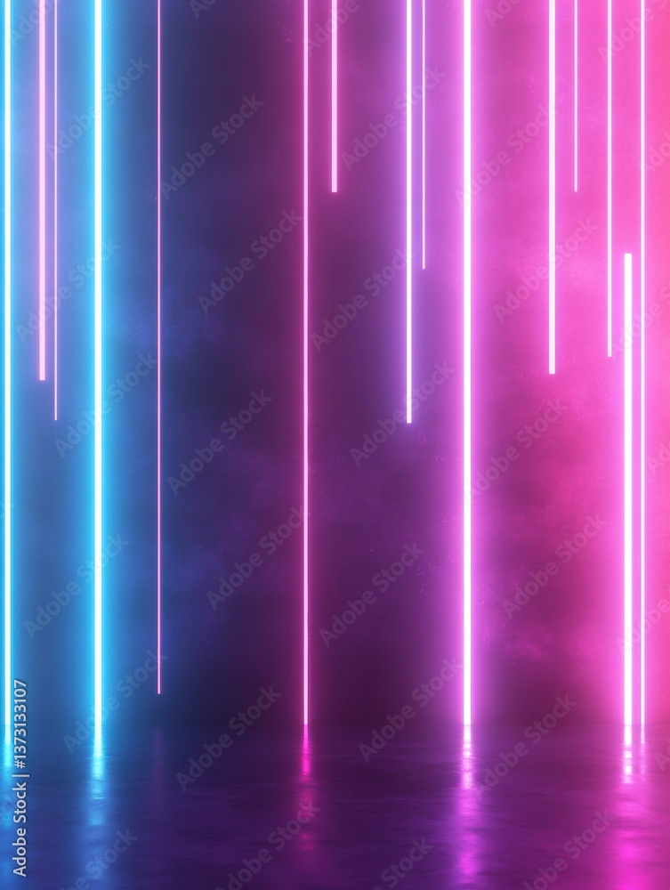 Poster futuristic pattern showcasing glowing holographic lines in neon blue and purple tones creating a dig