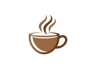 Obraz premium Minimalist Coffee Cup Icon with Steam – Vector Illustration on White Background, Minimalist coffee cup icon with steam, perfect for logos, branding, and digital designs.