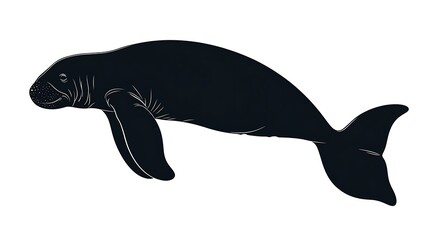 Obraz premium Creative vector illustration of a silhouette manatee swimming in water image