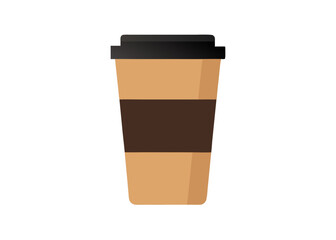 Disposable Coffee Cup with Black Lid and Brown Sleeve - Isolated on White Background, High-quality disposable coffee cup with a black lid and brown sleeve, perfect for branding and mockups.