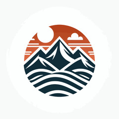 A landscape with mountains as a logo, vector illustration in EPS10 format on a white background, perfect for brands related to nature and adventure.