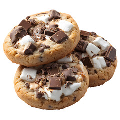 Smores Cookies with Marshmallow Graham Cracker and Chocolate Chips Isolated on Transparent Background