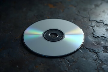Pristine Blank CD on Weathered Surface, High-Resolution Image for Data Storage, Music, and Technology Concepts with Copy Space for Creative Projects
