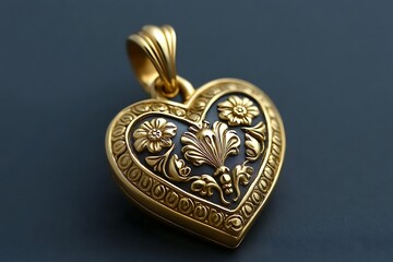 A beautiful heart shaped pendant with detailed floral decorations