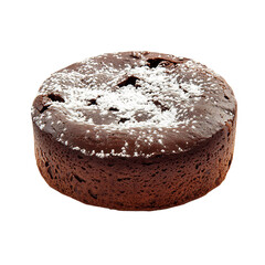 Soft Chocolate Souffle with Powdered Sugar Isolated on Transparent Background