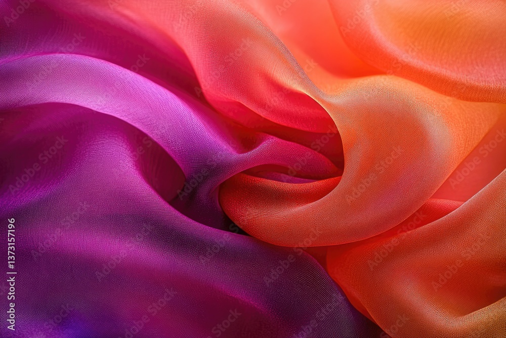 Aufkleber abstract image of softly draped silk fabric with an orange and purple color gradient, featuring smoo