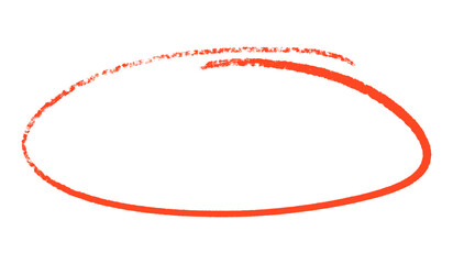 Freehand rough marker oval hand drawn with red marker