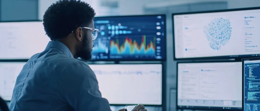 Engineers designing AI powered predictive analytics for healthcare, high-tech medical center with real-time patient data and AI-based predictive health models, High-tech style