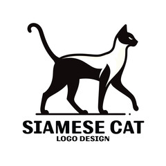 Siamese Cat Vector Logo Design