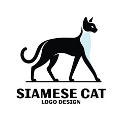 Siamese Cat Vector Logo Design
