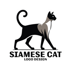 Siamese Cat Vector Logo Design