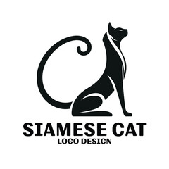 Siamese Cat Vector Logo Design