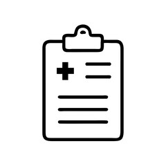 Medical clipboard icon in minimalist style on clear background  