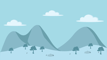 Monochrome blue mountain landscape, symbolizing nature, tranquility, and adventure