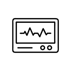 Patient monitor displaying heartbeat signals in minimalistic style  