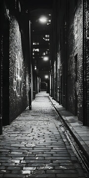 Fototapeta Dark Monochrome Alleyway at Night