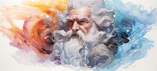 White background with drawings of colorful Zeus for children, ai generative