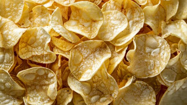 Immerse in an abstract food background featuring the enticing texture of crispy potato chips. Irresistible snacking allure, Ai Generated.
