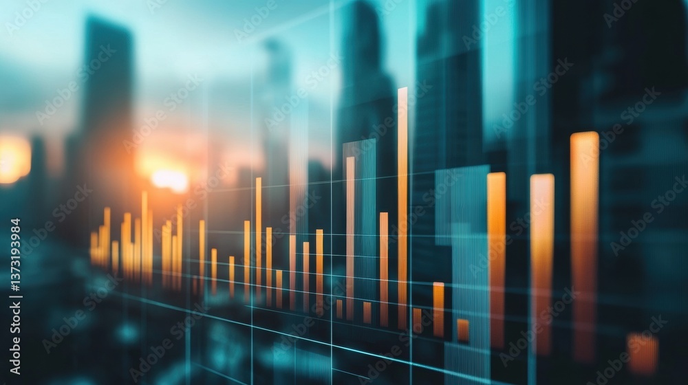 Aufkleber e-commerce sales growth visualized through bar charts and financial graphs in a modern corporate env