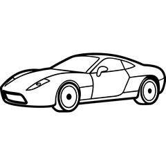 Black Sports Car Vector Illustration on White Background