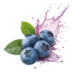Obraz premium blue berry with juice splash, without background